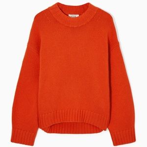 Like New Tomato Red COS Chunky Knit Crew-Neck Sweater